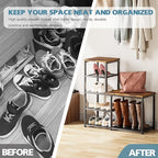 Shoe Rack Bench for Entryway,Free Standing Shoe Storage Organizer for Front Door Entrance,4-Tier Boot Rack Holder Shelf for C