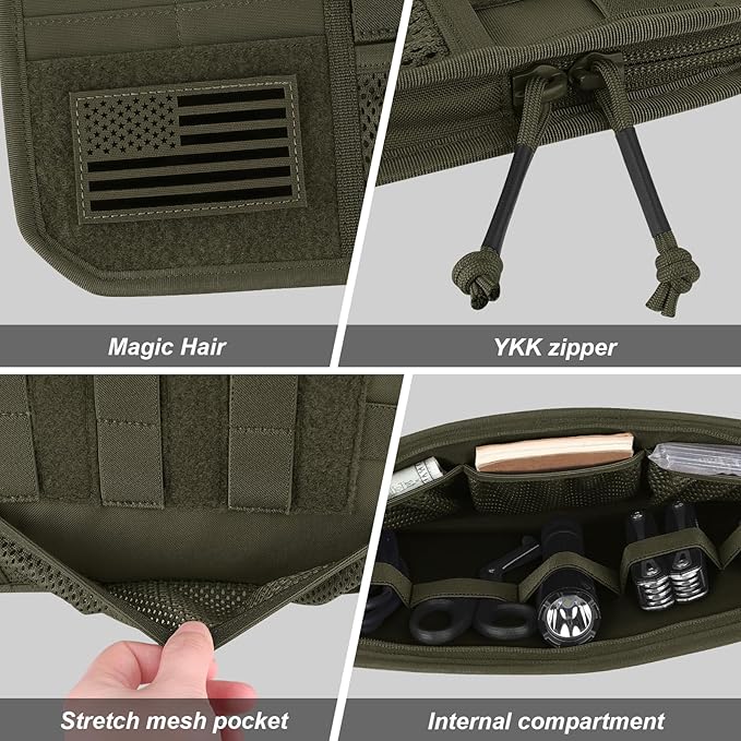 Car Sun Visor Organizer, Tactical Sunvisor Organizers Storage Covers for Trucks, Molle Panel with Pockets Zipper Visor Storage Pouch Accessories, Fits Most Vehicles, SUVs & Jeeps (RG)