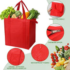 20 Pcs Insulated Shopping Bags for Groceries with Zipper & Handles, Large Foldable Cooler Bags for Hot & Cold Food