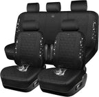 CAR PASS Oxford Bling Diamond Car Seat Covers Full Set Interior Sets, Waterproof Shining Glitter Sparkly Crystal Universal Ar