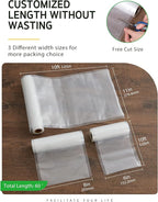 Syntus Vacuum Sealer Bags, 6 Pack 11" x 10' and 8" x 10' and 6" x 10' Commercial Grade BPA Free Bag Rolls, Food Vac Bags for 