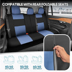 BDK PolyPro Car Seat Covers Full Set in Blue Gray on Black, Front and Rear Split Bench Seat Covers for Cars, Easy to Install 