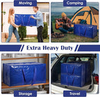 6 Pack Moving Bags with Full-Open Side Zipper, Extra Large 93L Heavy Duty Waterproof Foldable Storage Totes for College Dorm,