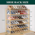 Smiry Long Bamboo Shoe Rack 5-Tier, Stackable Wooden Shoe Organizer for Entryway & Closet, Free Standing Wood Shoe Storage Sh