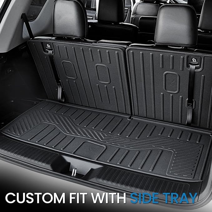 Cargo Mat for Honda Pilot 2026 2025 2024 2023, All Weather TPE Trunk Mat with Backrest Mat Left Storage Tray Mat Car Accessories for Pilot (Cargo Mat with Backrest Mats)