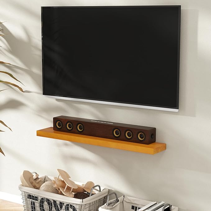Marsmiles 48 Inch Wood Floating Shelves | Rustic Honey Oak Wall Shelves Set of 2 | 48" W x 7.7" D x 1.6" H Wooden Shelves for