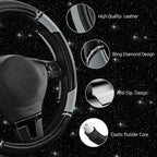 Road Comforts Leather Steering Wheel Cover - Made with PVC Leather - Anti-Slip, Universal Fit 14 1/2 inches to 15 inches - Gr