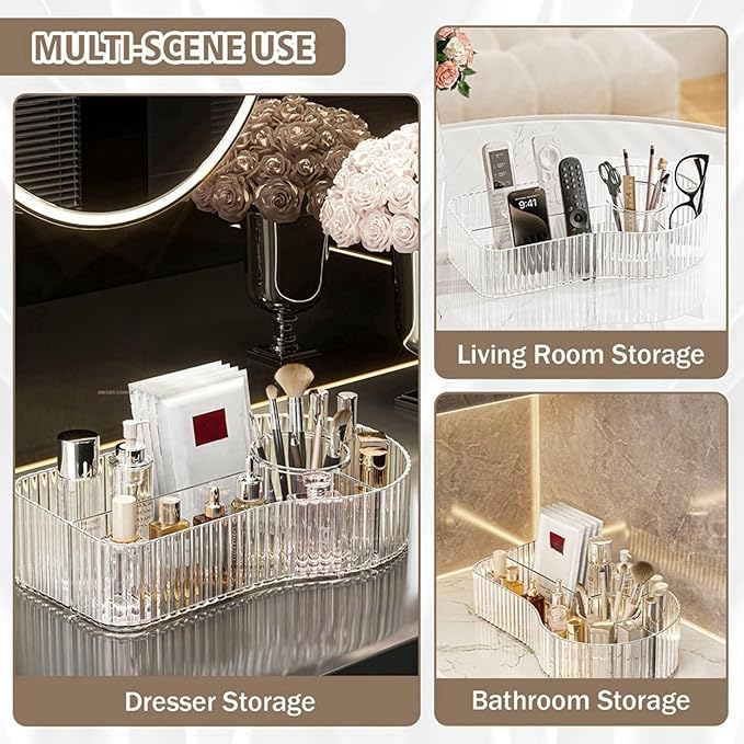 Clear Makeup Organizer Countertop for Vanity Acrylic Skincare Storage and Make up Organization for Desk Cosmetic Display Case