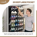 MISSLO 30 Pairs Over the Door Shoe Organizer Breathable Mesh Hanging Shoe Rack for Closet Storage with Wide Deep Pockets 10 T