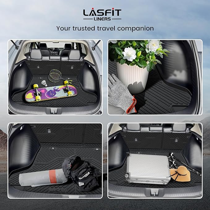 LASFIT Cargo Mat with Backrest Mat for Honda HRV 2023-2026 & for Acura ADX 2025-2026, All Weather TPE Custom Fit Trunk Mat Cargo Liner with Seatback Mat Accessories, Black