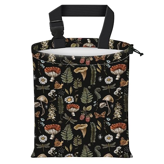 Car Trash Bag Large Hanging Can for Back of Seat, Cute Waterproof Car Garbage Bag for Vehicle, Travelling, Outdoor Cute Boho Mushroom