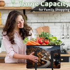 Reusable Grocery Bags Heavy Duty Shopping Bags Foldable Large Tote Bags with Long Handles & Hard Bottom