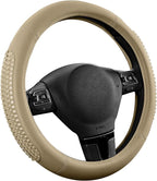 PIC AUTO Steering Wheel Cover, Glitter Gel Particles & Beige Luxury Leather Car Steering Cover, Universal Fit 14.5"-15.5" Ant