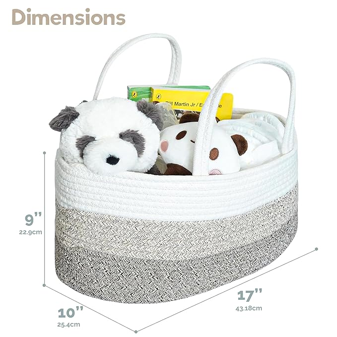luxury little Diaper Caddy Organizer, Large Cotton Rope Nursery Baby Basket, Changing Table Organizer for Baby Diaper Storage