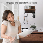 Lwenki Key Holder for Wall, Decorative Key and Mail Holder with Shelf Has Large Key Hooks for Bags, Coats – Paulownia Wood Ke