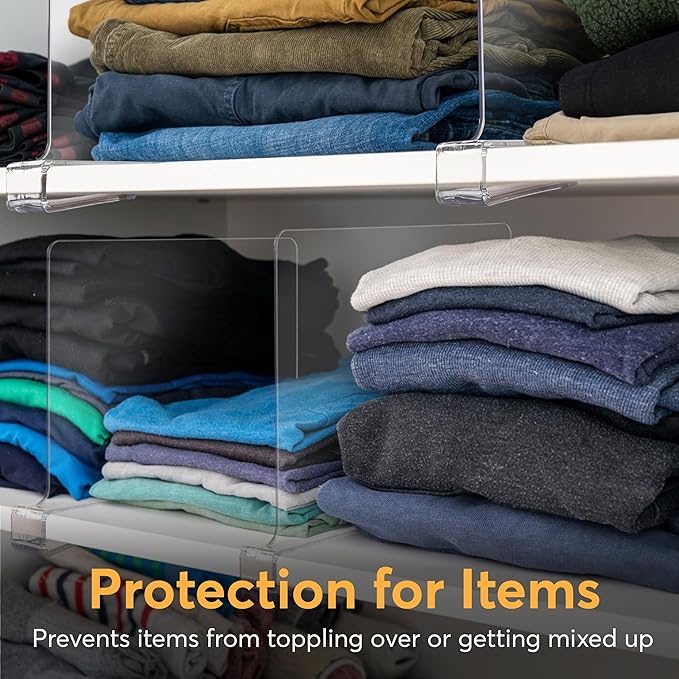 12 Pack Acrylic Shelf Dividers for Closet 11x7.9 Inch – Acrylic Dividers for Shelves Clear Closet Shelf Separators for Purses