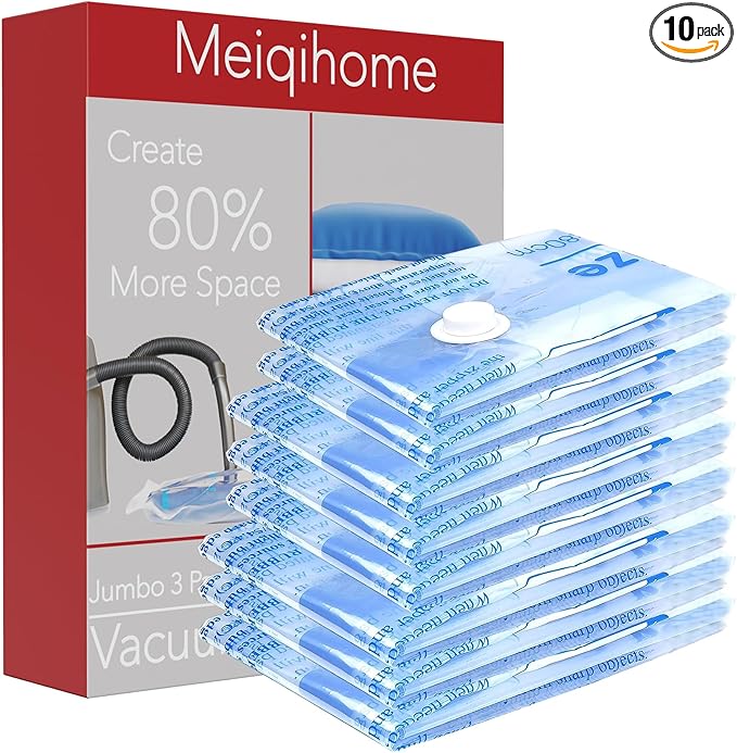 Vacuum Storage Bags, Small Space Saver Sealer Bags, Airtight Compression Bags for Clothes, Pillows, Comforters, Blankets, Bed