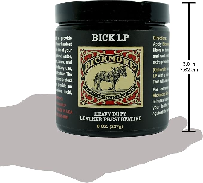 Bickmore Heavy Duty Leather Conditioner, Scratch Repair - LP 8oz | Preservative, Protector & Restorer Balm for Dry, Cracked, 