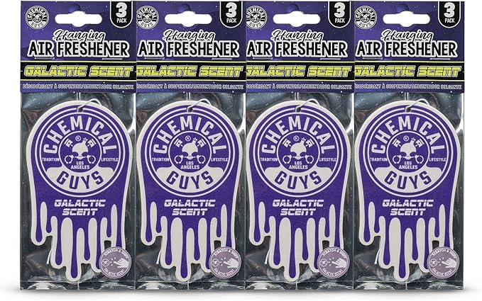 Chemical Guys Hanging Air Freshener, Galactic Scent 12 Pack, Great for Cars, Trucks, SUVs, RVs, Home, Garage, Workspace, Dorm