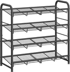 SONGMICS Stackable Shoe Rack, 4 Tier Metal Shoes Rack Storage Shelf, Holds up to 16 Pairs Shoes, Adjustable Slanted Shelves S