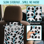 Car Garbage Bag Cute Panda Hanging Canvas Car Trash Bag Waterproof Drawstring Car Back Seat Organizer for Car Back Front Seat Console with Adjustable Buckle