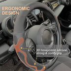 PINCTROT Large Size Comfy Grip Steering Wheel Cover, Anti-Slip Design, 15.5-15.75 Inch(Silicone Brown)