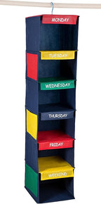 Handy Laundry Daily Activity Kids Closet Organizer, 11" X 11" X 48", Prepare & Organize a Week's Worth of Your Children's Clo