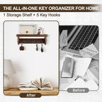 Key and Mail Holder Wall Mount, Key Holder with Shelf and Mail Organizer Wall Mount. Mail Holder with 5 Hooks for Coat, Dog L