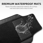 NBTEPEM Microfiber Steering Wheel Cover and Waterproof Car Floor Mats, Universal Fit Most Truck, SUV, Cars, 14.5-15inch Sporty Steering Wheel Covers with Anti-Slip Lining (Black with Black line)