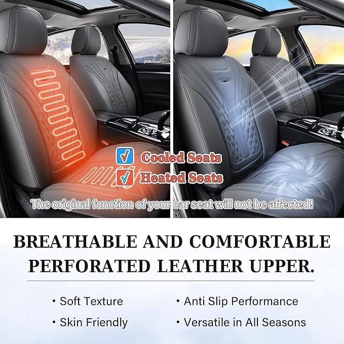 Coverado Car Seat Covers, Car Seat Covers Front Seats, 2-Pack Front Seat Cover, Nappa Leather Waterproof Seat Covers, Car Sea