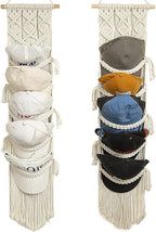 jontell Ball Cap Hanger-2 Pack-Boho Macrame Cap Holder Wall Hat Organizer for Baseball Cap Holder Over Door, Hat Rack for Wal