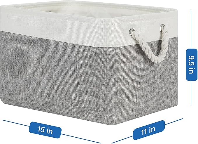 Temary Storage Baskets 4Pack Fabric Storage Bins Clothes Baskets with Rope Handle, Decorative Basket for Gift, Blankets (Whit