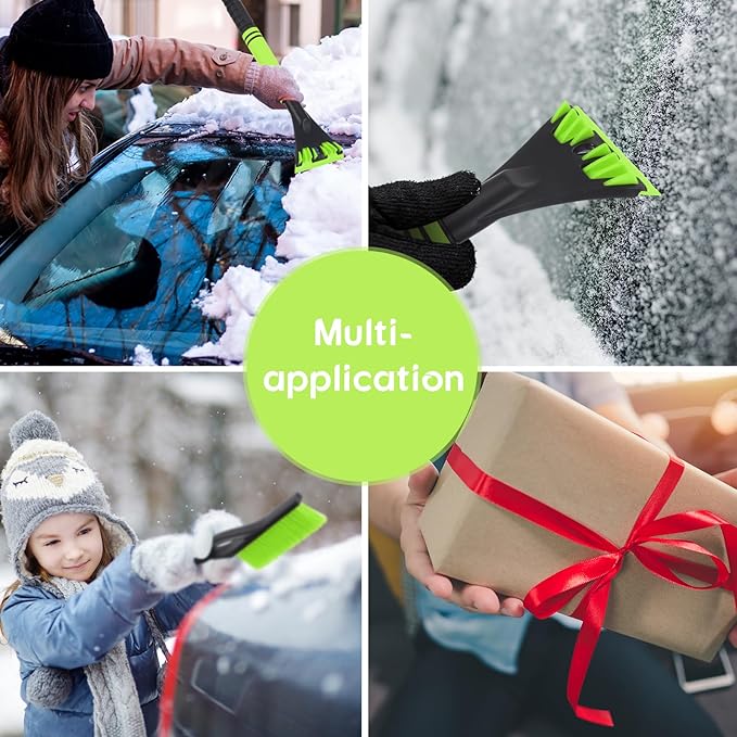 27"-33" Snow Brush and Detachable Ice Scraper with Ergonomic Foam Grip Scalable Range 27" Winter Accessories for Cars Trucks SUV(Green)