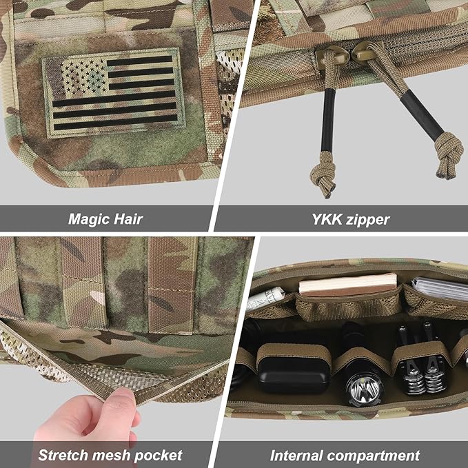 Car Sun Visor Organizer, Tactical Sunvisor Organizers Storage Covers for Trucks, Molle Panel with Pockets Zipper Visor Storage Pouch Accessories, Fits Most Vehicles, SUVs & Jeeps (MC)