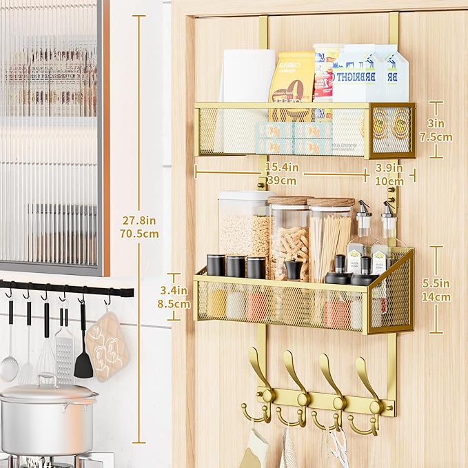 Kaiferty Over The Door Hooks Organizer, Coat Rack Over The Door Storage Hanger Towel Rack, Back of Door Storage Organizer for