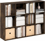 Furinno PELLI Book Shelf, 12-Cube Bookshelf, Cube Storage Organizer Bookcase, 11.7 x 47.6 x 36, for Living Room, Bedroom, Hom