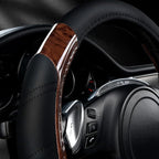 CAR PASS Wood Grain Microfiber Leather Sporty 14.5-15 inch Steering Wheel Cover Universal Fits for 95% Truck,SUV,Cars, Anti-S