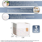 NaturalCozy Storage Cubes 9”x9”x7”Cotton Rope Woven Baskets for Organizing 3-Pack | 9 Inch Cube Storage Bin | Small Basket fo
