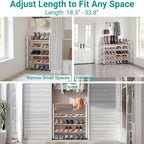 YEASHEIN 4-Tier Expandable Shoe Rack for Closet Floor, X-Frame Metal Small Shoe Rack for Entryway, Adjustable Shoe Shelf Orga