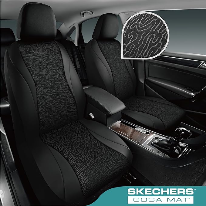Skechers Car Seat Covers,Leather Seat Covers with GOGA Mat Technology,Waterproof Car Seat Covers Full Sets,Airbag Compatible,