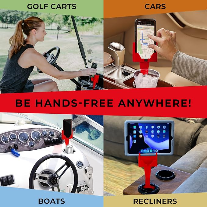 Cup Holder Phone Holder Mount for Car - Universal Adjustable Expander Cradle Hands-Free Driving - Compatible with All Smartphones Car Mount for iPhone Samsung Google Android Mobile Accessories Red