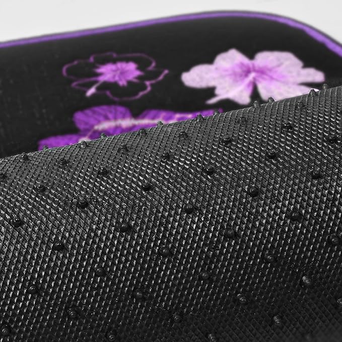 CAR PASS Butterfly Steering Wheel Cover and Waterproof Car Floor Mats,Purple Car Mats 14.5-15inch Steering Wheel Covers Unive