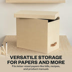 Bigso John File Box - File Storage Box and File Organizer for Important Paperwork - Durable Hanging File Box with Lid and Lea