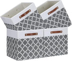 Temary Cube Storage Bins 13x13 - 4 Pack Cube Storage Bins for Shelf with Handles (Grey Lattice)