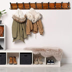 Dseap Coat Rack Wall - Heavy-Duty 38-1/4" Long, with Reinforced 10 Custom Tri-Hooks, Solid Wood Wall Hanger for Coats Hat Jac