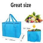 musbus 2-Pack extra Insulated Grocery shopping bag, large Blue, reusable bags,Pizza,Sturdy zipper,Collapsible,tote,cooler,for transport women,for instacart,Durable,thermal