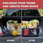 TRUNKCRATEPRO XL Heavy-Duty Trunk Organizer – Reinforced SUV & Truck Cargo Storage with 6 Adjustable Compartments, Non-Slip Base & Securing Straps (Foldable Design, Black)