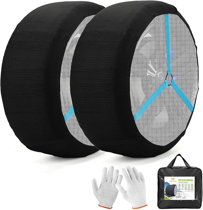 K-Musculo Snow Socks for Tires, Snow Socks Snow Chain for Car SUV Pickup Easy to Use, Ultimate Grip, Washable.100 KM Safely I