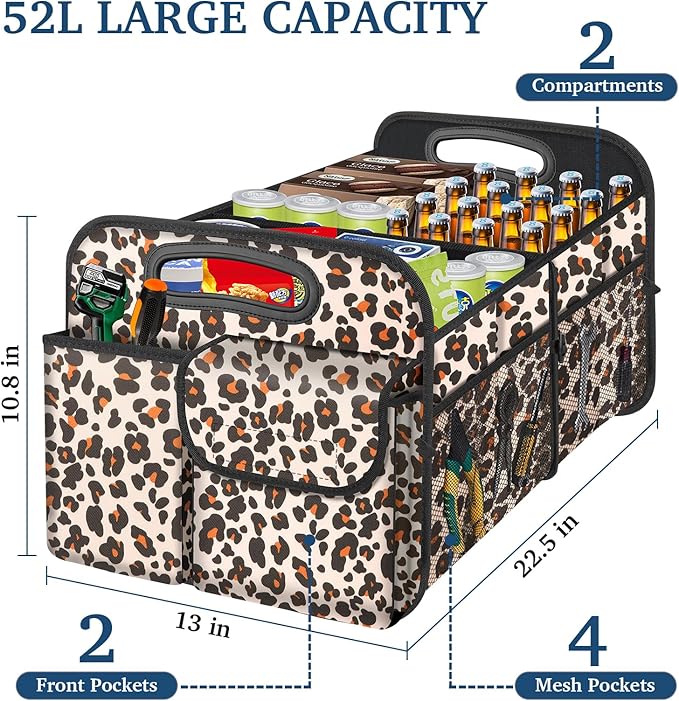 Femuar Car Trunk Organizer, Trunk Storage Organizer with Large Capacity Waterproof Collapsible Trunk Organizer for Car Suv/Je