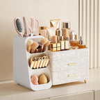 HBlife Makeup Organizer with Brush Holder for Vanity, Large Plastic Bathroom Countertop Organizer Skin Care Storage, Easy to 